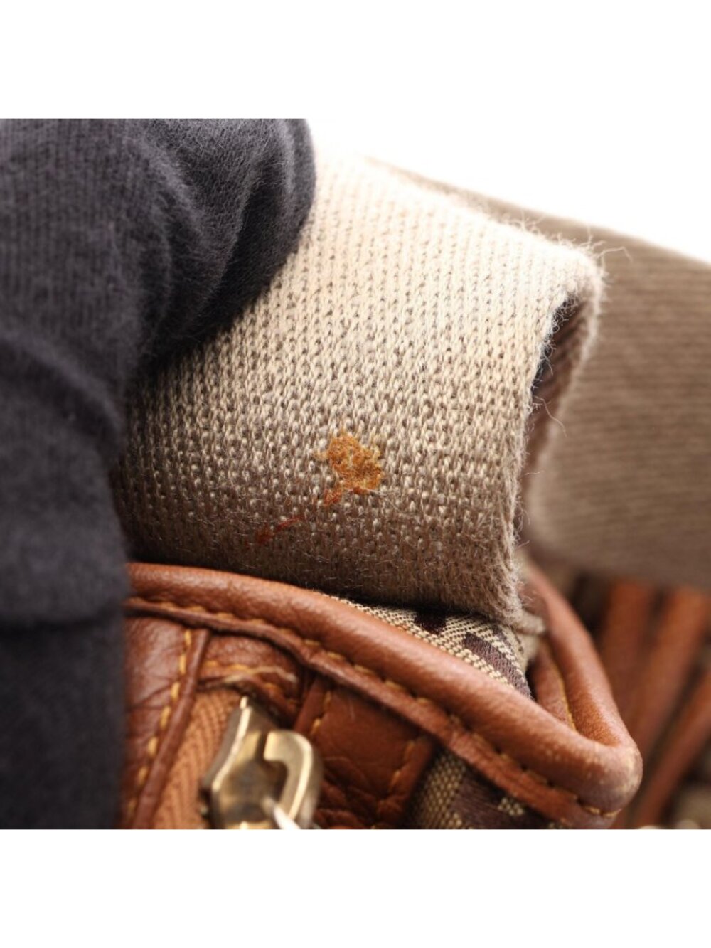 Fendi Shoulder Bag Zucchino Beige Brown Canvas Leather - Picture 9 of 12